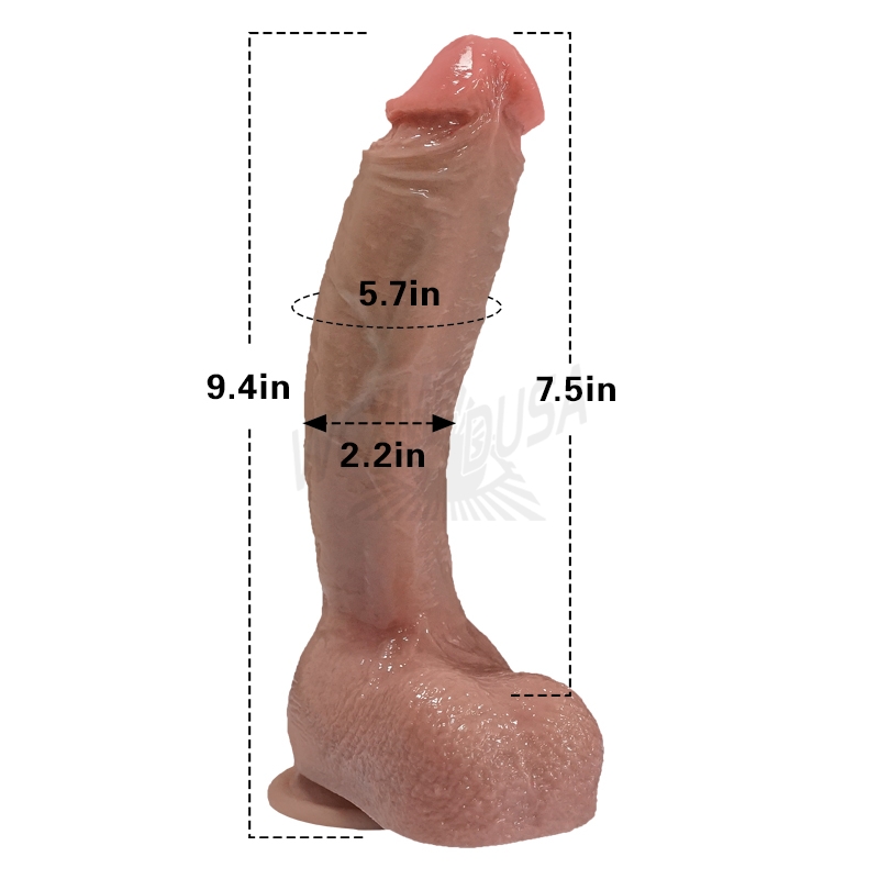 Realistic soft silicone dildo, realistic curved double-density silicone dildo