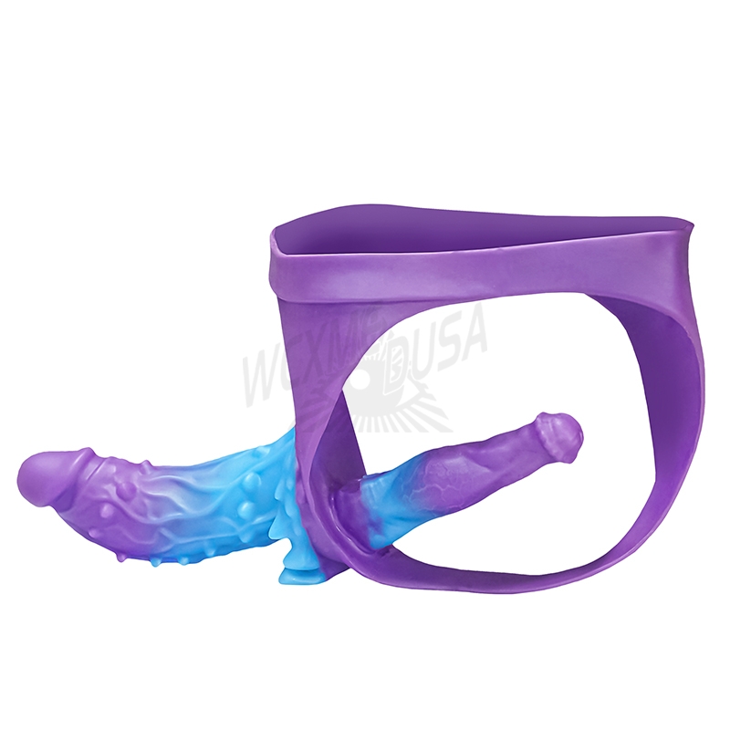Purple-blue alien leather pantsDouble pleasure realistic silicone smooth toy, suitable for women to wear with their partner