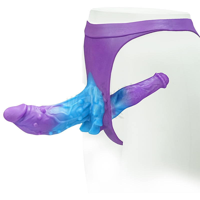 Purple-blue alien leather pantsDouble pleasure realistic silicone smooth toy, suitable for women to