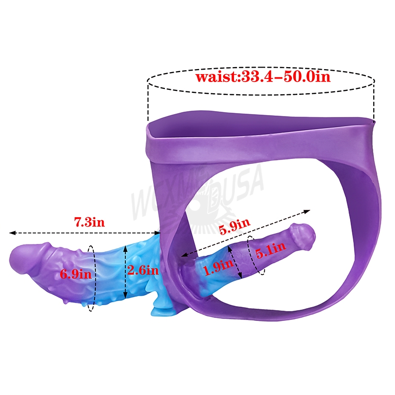 Purple-blue alien leather pantsDouble pleasure realistic silicone smooth toy, suitable for women to wear with their partner