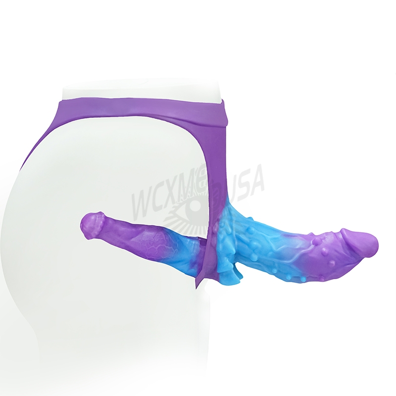 Purple-blue alien leather pantsDouble pleasure realistic silicone smooth toy, suitable for women to wear with their partner
