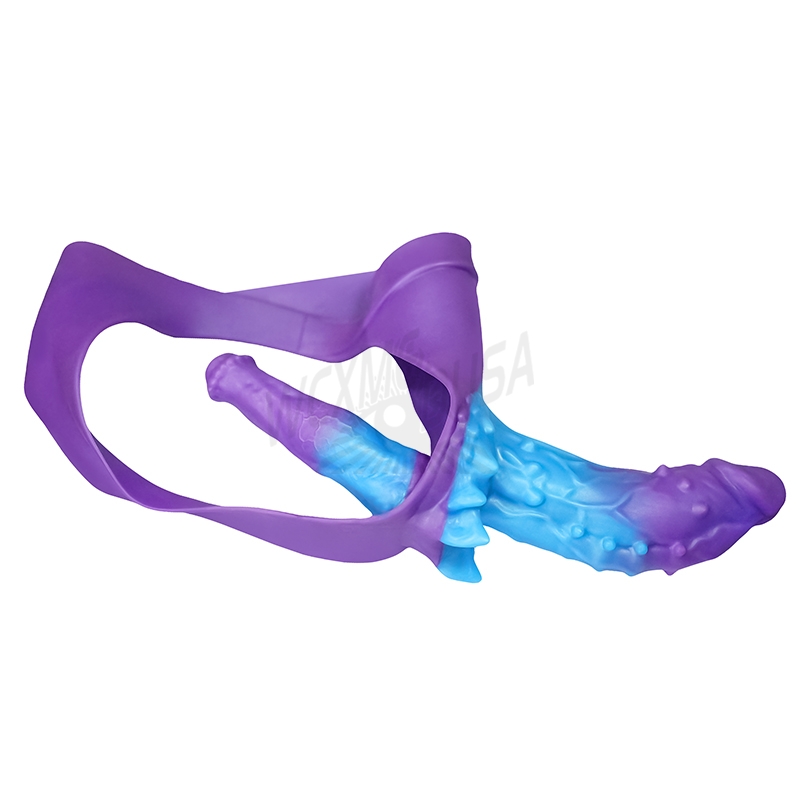 Purple-blue alien leather pantsDouble pleasure realistic silicone smooth toy, suitable for women to wear with their partner